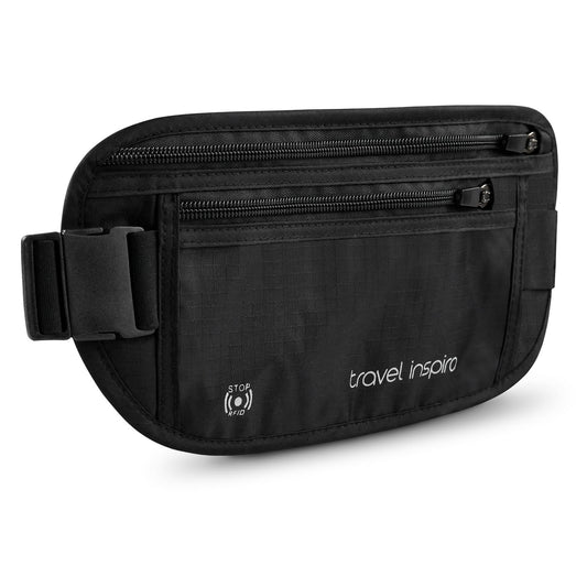 Travel Inspira XL RFID Travel Money Belt – Expanded Anti-Theft Hidden Pouch with Secure Zip (Black)