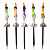 Halloween Skeleton Hand Candle Lights – Battery Operated Garden & Tabletop Decorations with Timer (Black, 2-Pack)