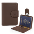 ALLIVE Leather Passport Holder with Hidden AirTag & RFID Protection – Travel Wallet (Coffee Brown)