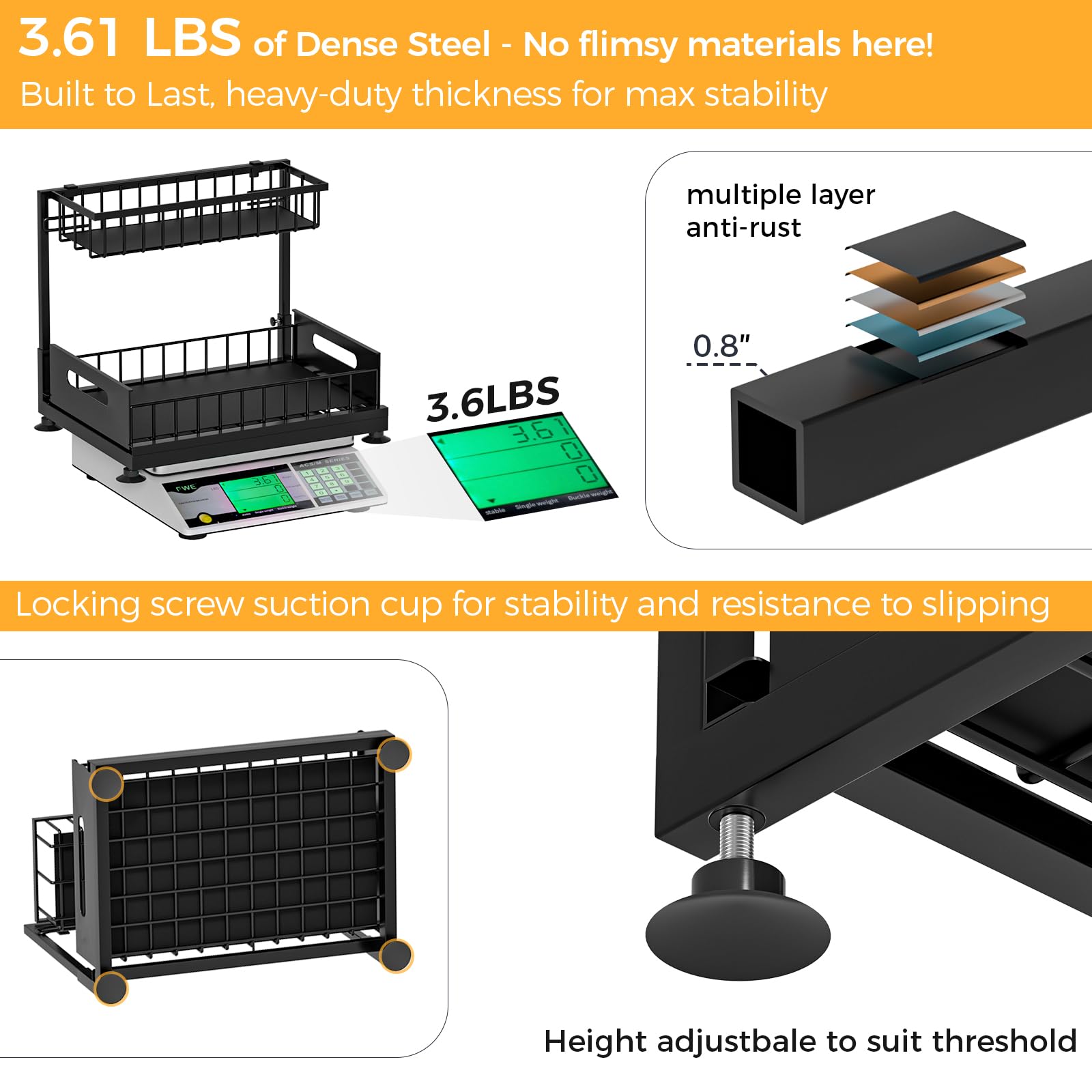 Under Sink Organizer (2-Tier) – L-Shaped Metal Pull-Out Cabinet Storage with Sliding Drawer