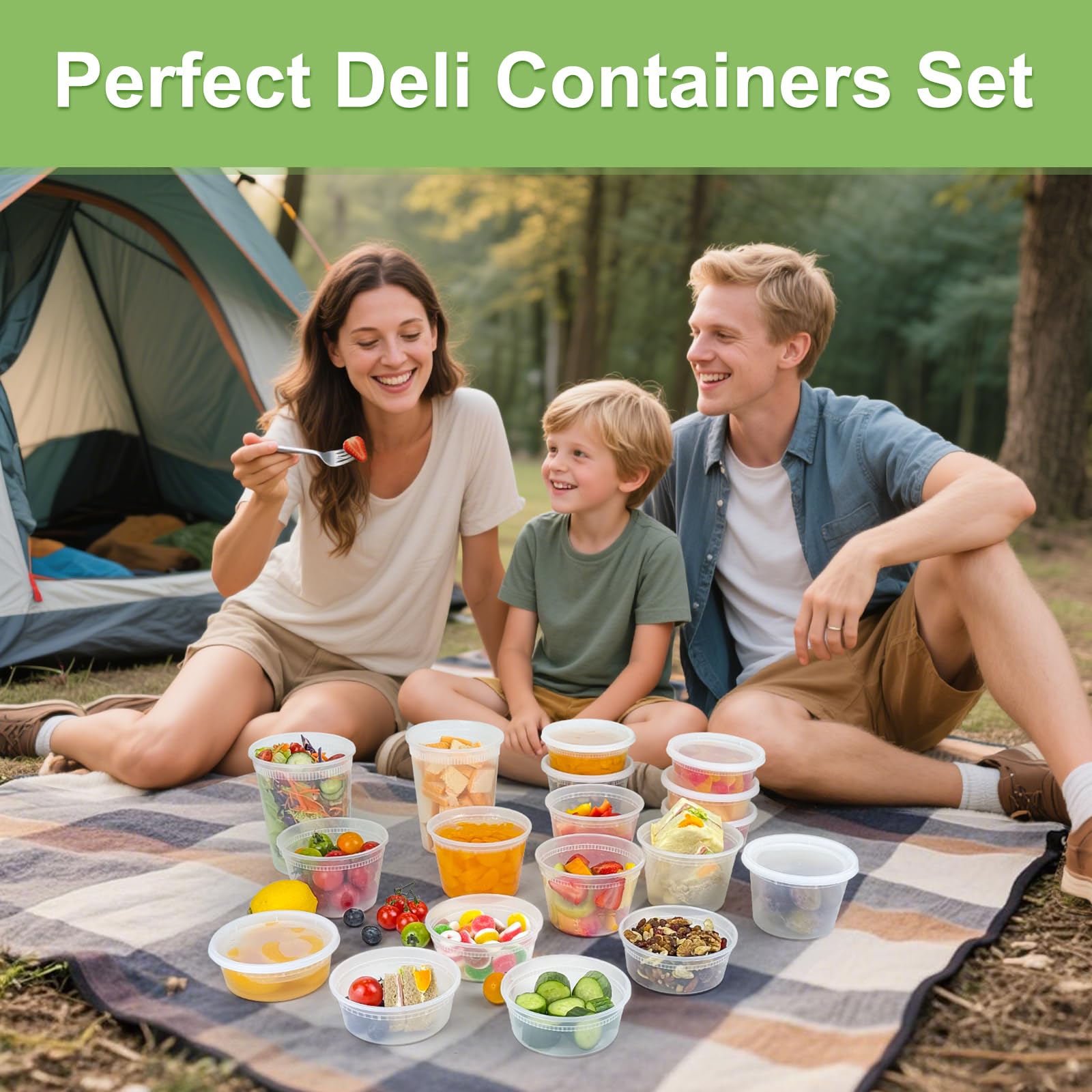 Deli Food Storage Containers with Lids – 60 Complete Sets (32oz / 16oz / 8oz), BPA-Free