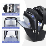 Lekespring 17” Rolling Backpack for Adults, Waterproof Laptop Travel Backpack with Wheels & Telescopic Handle (Black)