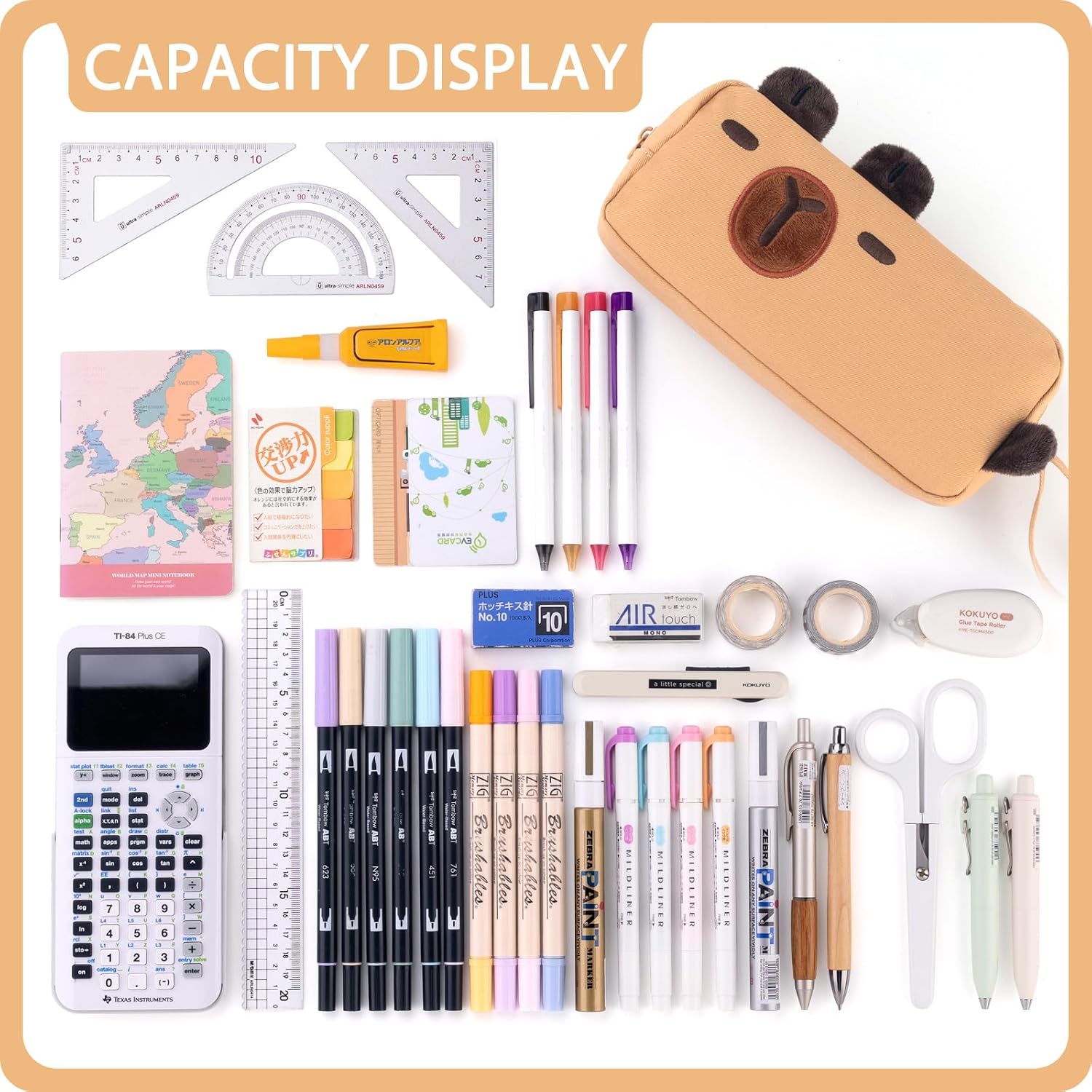Brown Capybara 3-Compartment Pencil Case
