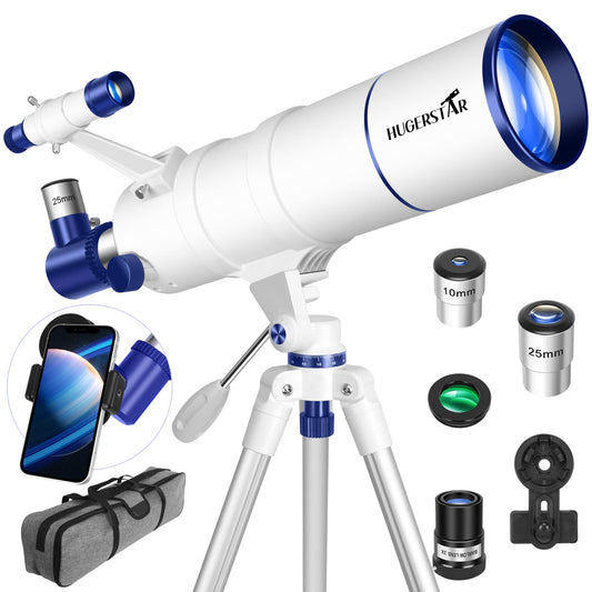 90mm Astronomical Telescope with Tripod & Phone Adapter – Portable Refractor Telescope for Beginners & Stargazing