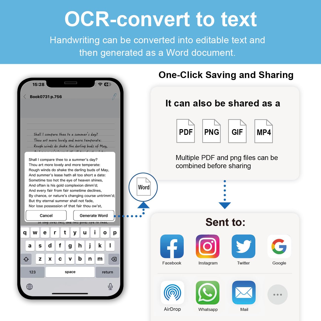 Ophaya Pro+ Smart Pen & Notebook Set – Real-Time Sync, OCR Text Conversion & Audio Recording (Black)