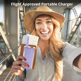 Miady 10000mAh Portable Charger PD 30W with Built-in USB-C Cable & Foldable Wall Plug, Compact Fast Charging Power Bank for iPhone & Android – Purple