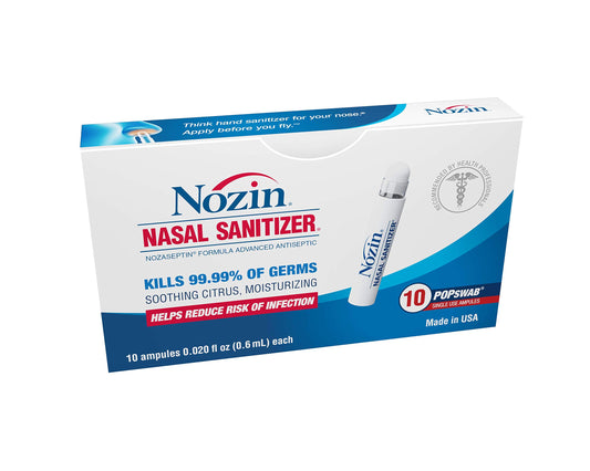 Alcohol Antiseptic Nasal Swab Hygiene Kit – Germ Protection Popswab Ampules with Moisturizing Formula (10 Pack)