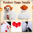 Dog Clown Halloween Costume – Red & White Pet Outfit with Neck Ruff, Skirt, Pompons, Balloons & Adjustable Straps