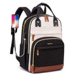 Women’s 15.6” Laptop Backpack with USB Charging Port – Large Waterproof Work & Travel Backpack with Anti-Theft Design (Beige/Black/Brown)