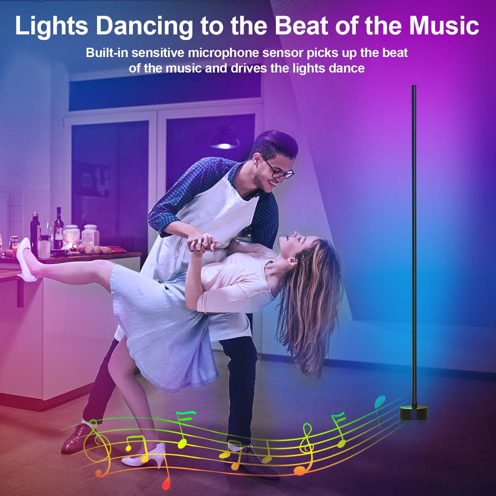 RGB Corner Floor Lamp – 16 Million Colors Smart LED Mood Light with App & Music Sync