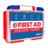 Be Smart Get Prepared First Aid Kit – 180 Pieces, FDA Approved Emergency Medical Kit (Red)