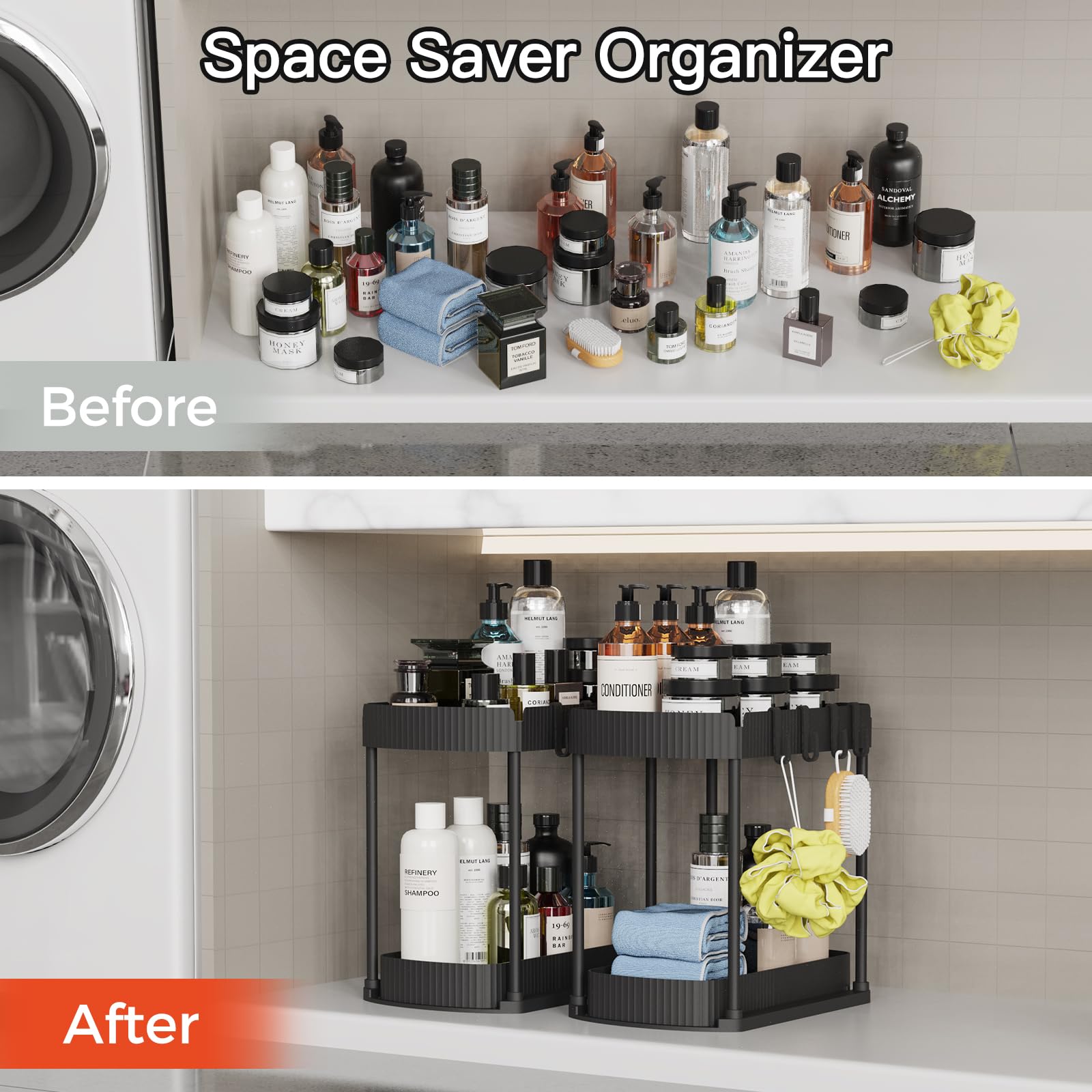 Under Sink Organizer with Pull-Out Drawer (2-Pack) – Heavy-Duty Storage Shelves for Bathroom & Kitchen Cabinets