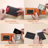 RFID Blocking Slim Wallet for Men with Money Clip – Minimalist Vegan Leather Travel Wallet