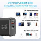 35W GaN Fast Charger USB-C & USB-A Dual Port Wall Charger for iPhone, Android & Tablets