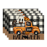 Artoid Mode Halloween Placemats Set of 4 – Black & Beige Polyester Table Mats for Dining & Party Decor