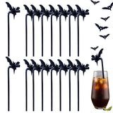 20PCS Black Halloween Bat Straws – Reusable Plastic Party Straws for Drinks, Kids, Birthday, Cosplay & Halloween Decorations
