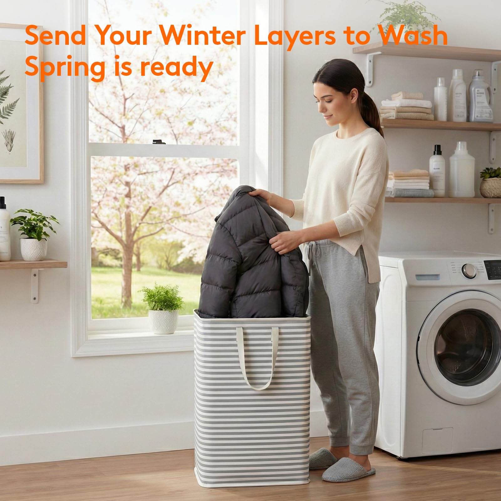 LIFEWIT Freestanding Laundry Hamper 2-Pack – Large Foldable Waterproof Clothes Basket with Carry Handles (80L Each, Grey)
