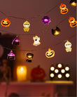 Halloween LED String Lights – 20 Battery-Operated Pumpkin, Ghost & Witch Lights with Timer & 8 Modes (9.8Ft)