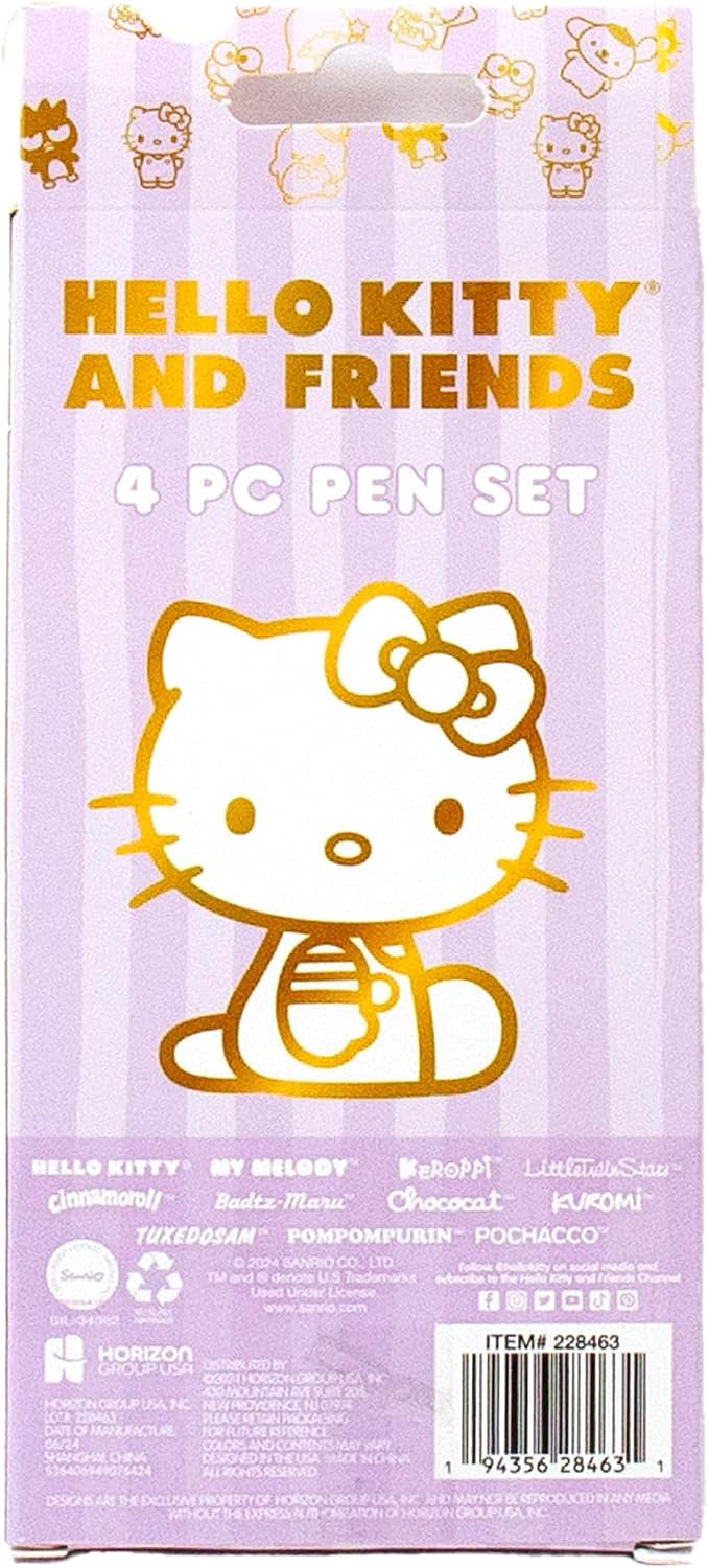 4-Piece Kawaii Character Retractable Ballpoint Pen Set