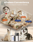 3L Stainless Steel Wireless Cat Water Fountain – 4000mAh Rechargeable with 3 Flow Modes & 5-Layer Filtration