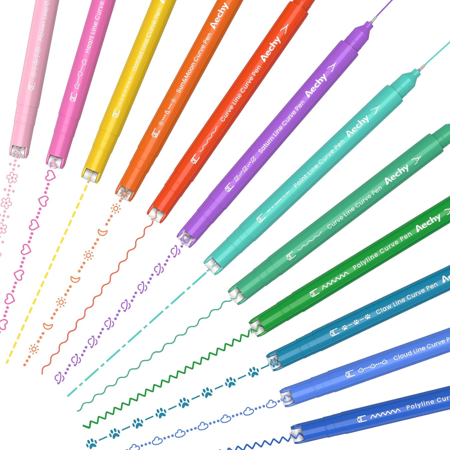 8-Color Dual-Tip Curve Highlighter Pen Set