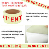 Glow in the Dark Halloween Caution Tape – 16.4ft “DO NOT ENTER” Adhesive Roll for Indoor & Outdoor Decor