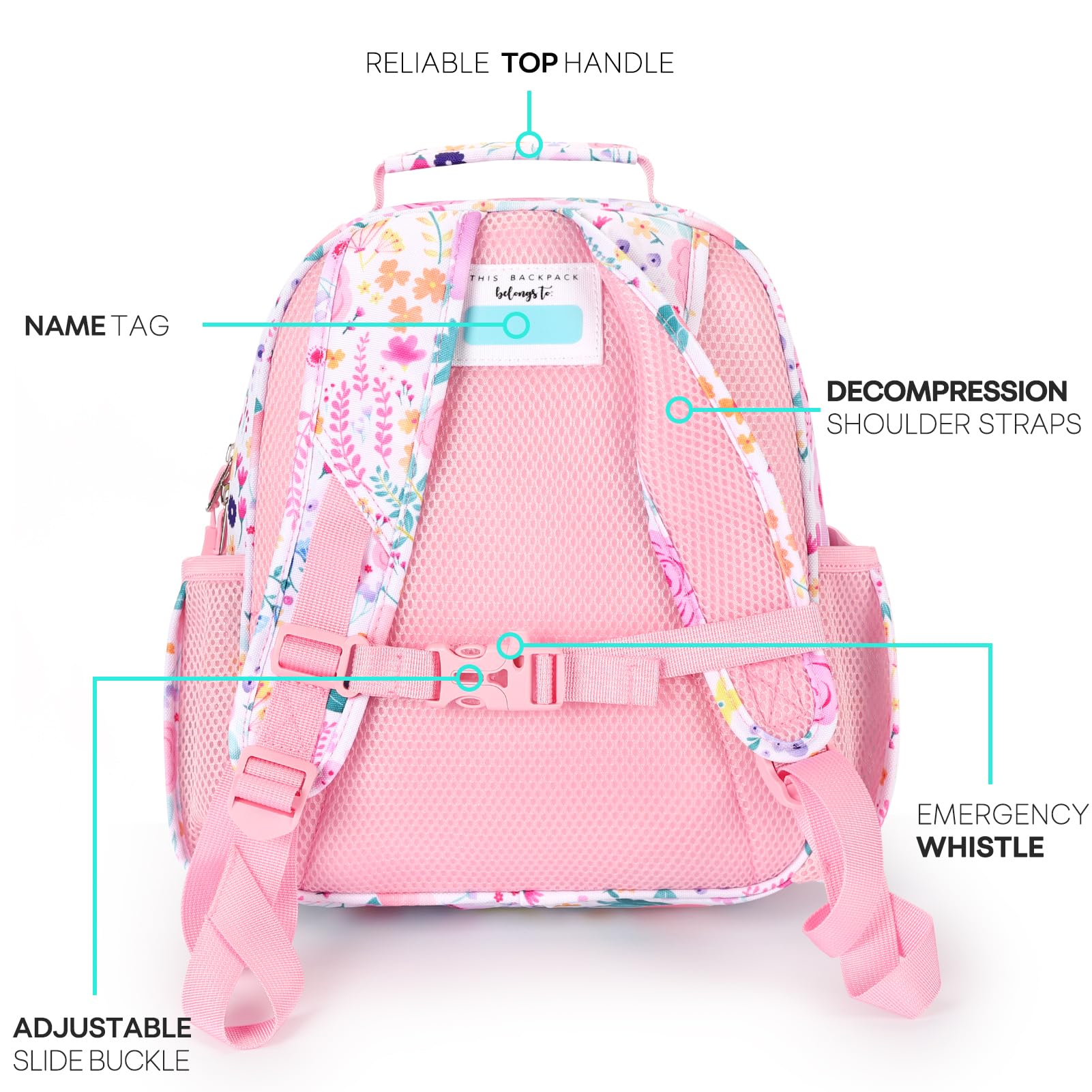 MIBASIES Kids Backpack for Girls – Lightweight Kindergarten & Elementary School Bookbag with Insulated Pocket (Flower Pink)