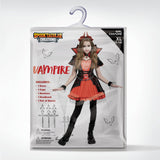 Girls Red Vampire Queen Costume Set – Dress, Cape, Gloves, Necklace & Headband (Sizes 5–16)