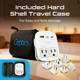 Worldwide Travel Power Adapter with USB-C PD 35W – International Plug Adapter with Dual US Outlets & Surge Protection