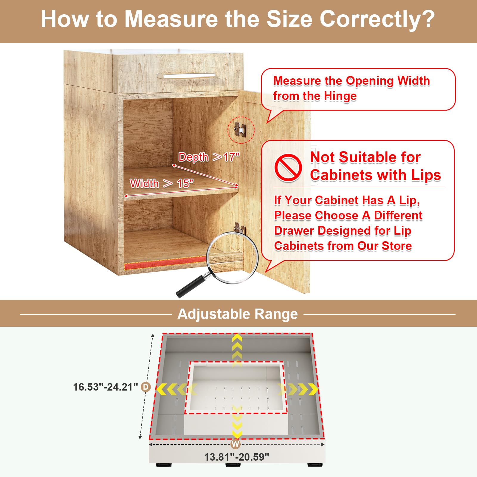 Expandable Pull-Out Cabinet Organizer – Adjustable Width & Depth, 3-Rail No-Drill Slide-Out Drawers (White)