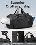HOTOR Spacious Gym Duffle Bag – Carry-On Sports & Weekender Bag with Shoe Compartment and Wet Pocket (Black)