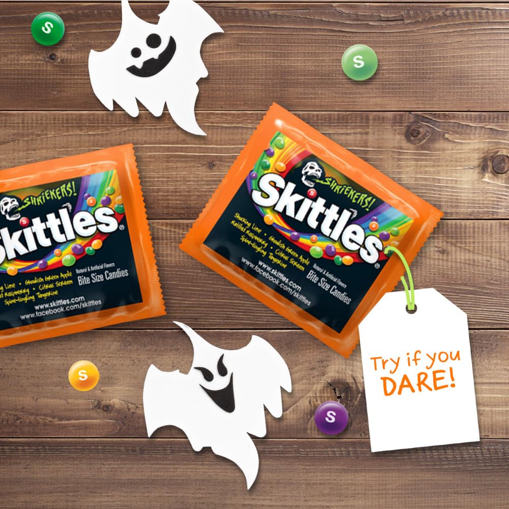 SKITTLES Shriekers Sour Halloween Candy – 10.72oz Bag of Fun Size Fruity & Super Sour Chewy Candies 🍬👻🎃