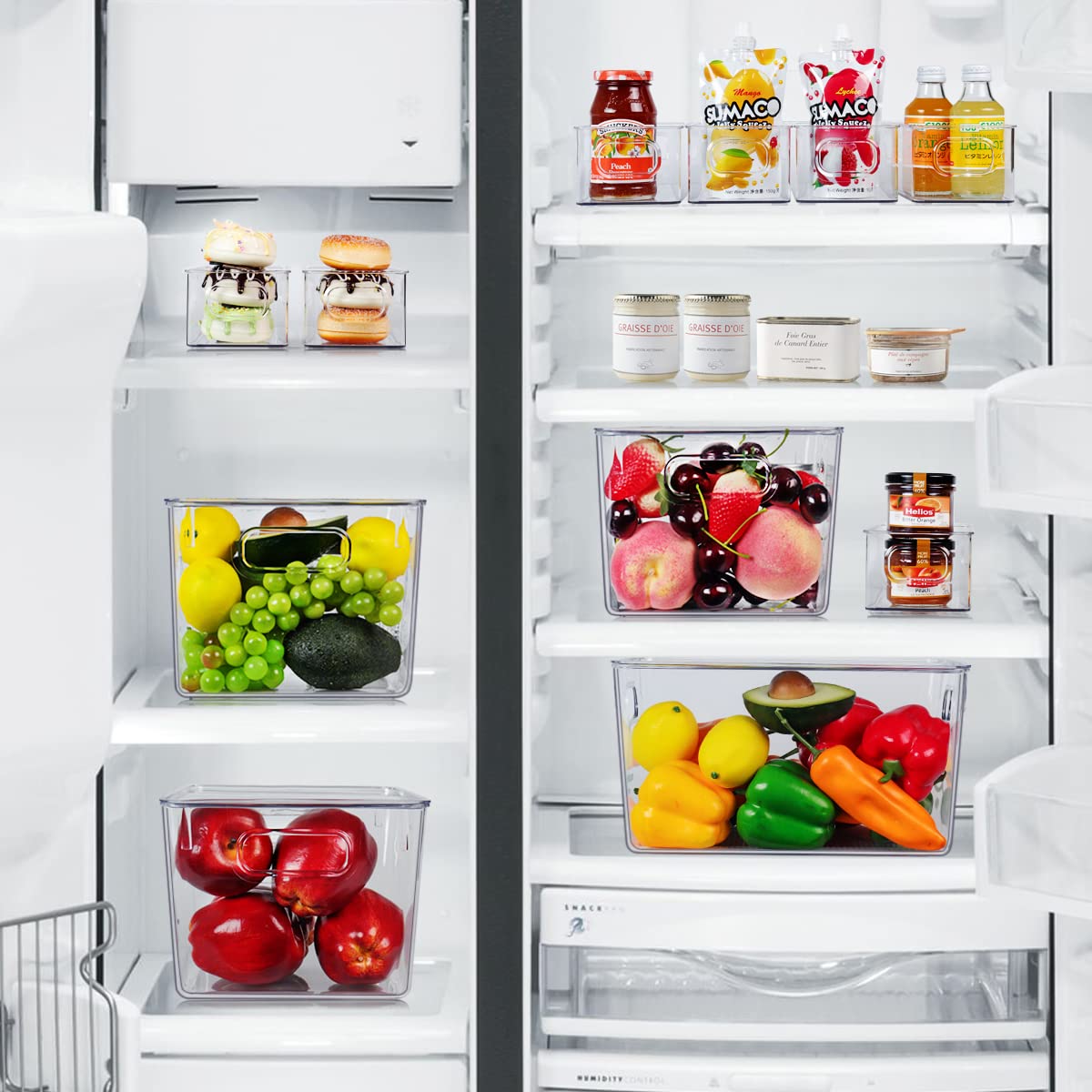 Clear Refrigerator & Pantry Organizer Bins – BPA-Free Transparent Storage Boxes with Handles