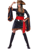 Red Pirate Costume Accessory Set – 5PCS Complete Outfit Kit with Hat, Sash, Eye Patch, Necklace & Earring