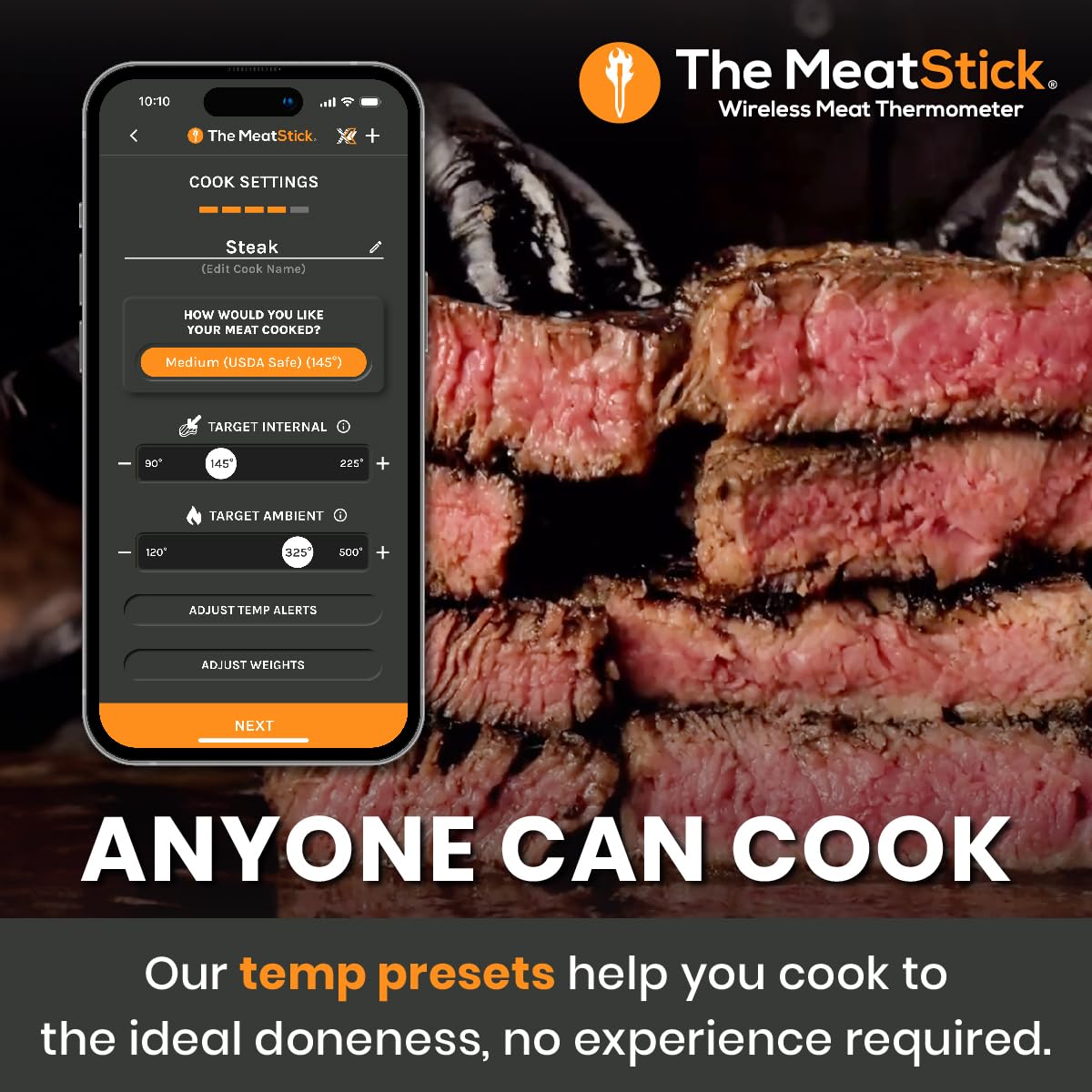 Wireless Smart Meat Thermometer with 500ft+ Range & App Control