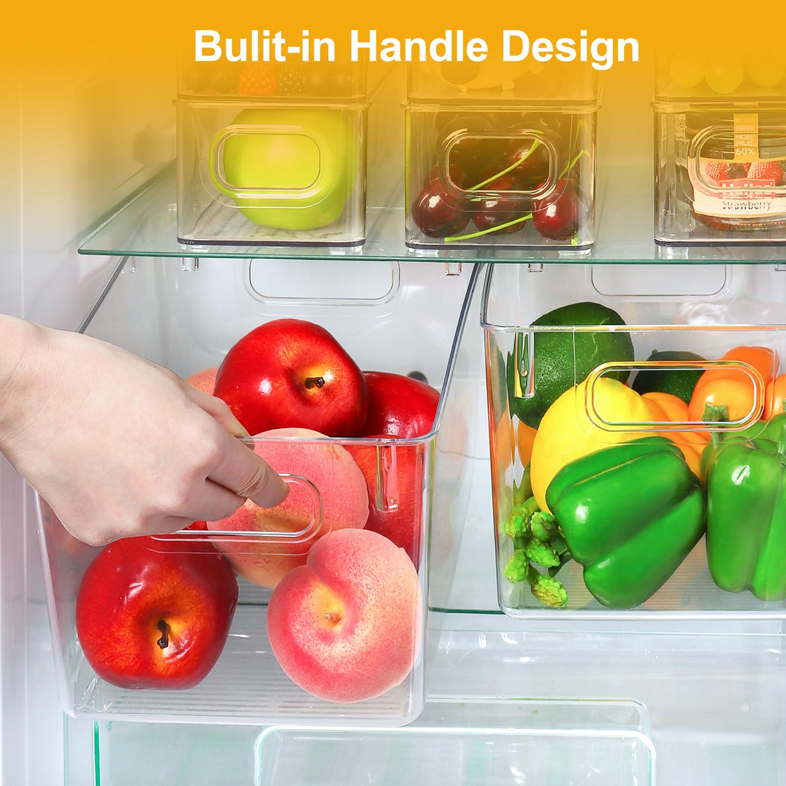 Clear Pantry & Fridge Organizer Bins – 8-Piece BPA-Free Storage Set (Multi-Size)