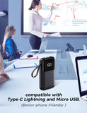 22.5W Fast Charging Power Bank with Built-in Cables – Portable Charger with LED Display for iPhone, Samsung, Tablets & Travel Devices (Black)