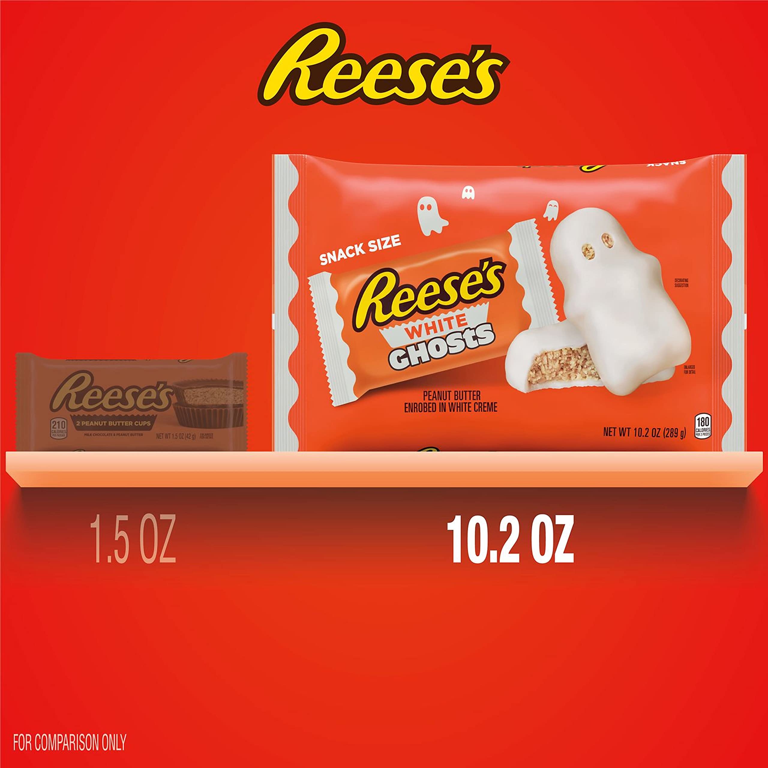 REESE’S White Creme Peanut Butter Ghosts – Snack Size Halloween Candy, 10.2 oz Bag