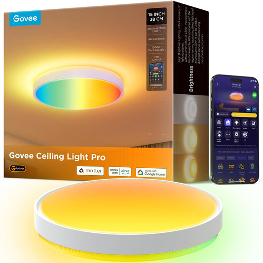 Smart RGBIC Planar Ceiling Light with 121 Segments, 4300lm High Brightness & Alexa/Matter Support – Multi-Color