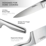 Stainless Steel Kitchen Knife Set with Wooden Block & Built-In Sharpener