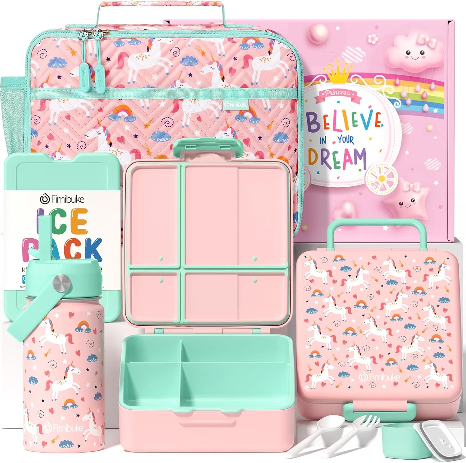 Space 7-Piece Bento Lunch Set with 14 oz Bottle