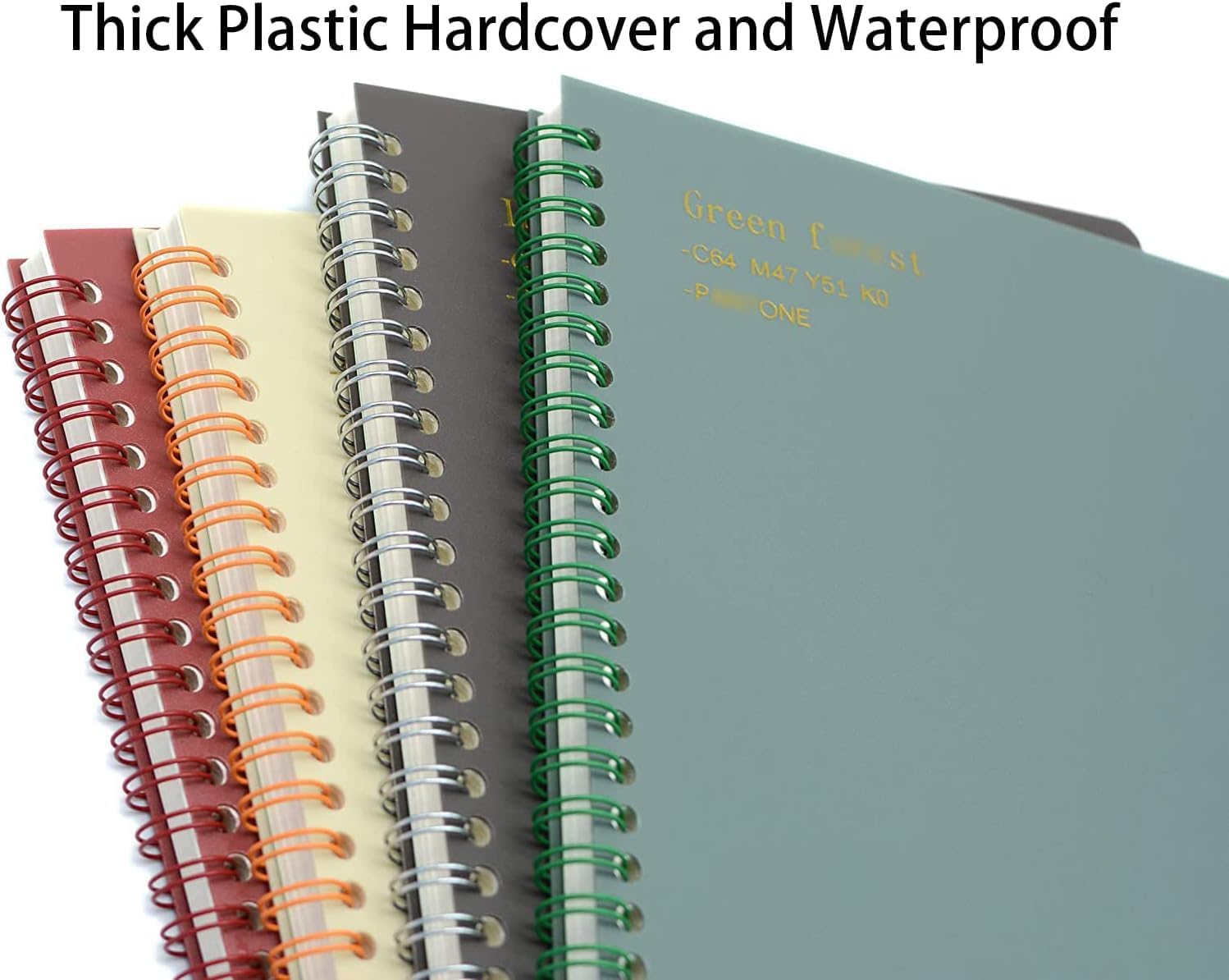 4-Pack A5 Spiral Notebooks with Protective Hard Covers, 160 Ruled Pages and Color-Coded Design