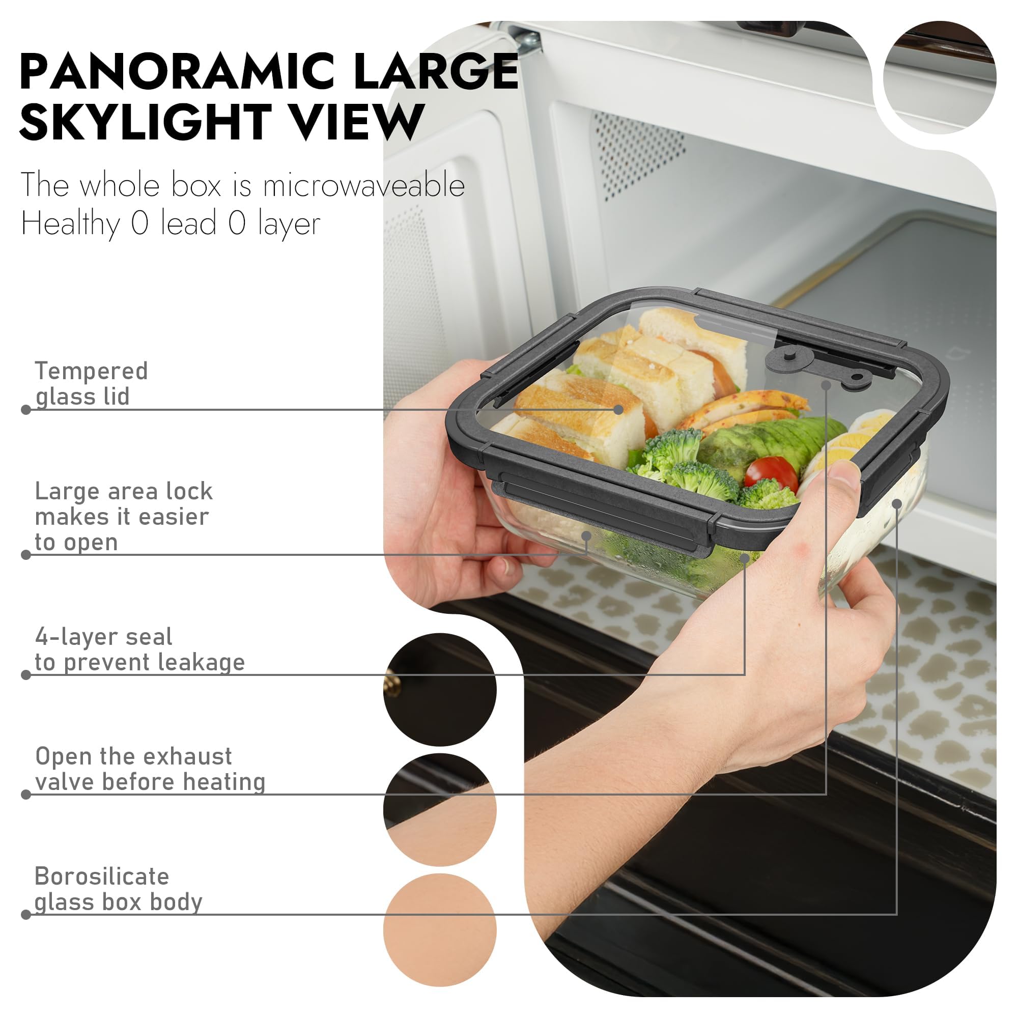 Premium 10-Piece Borosilicate Glass Food Storage Containers Set with Airtight Tempered Lids | Leak-Proof, Oven-Safe & BPA-Free