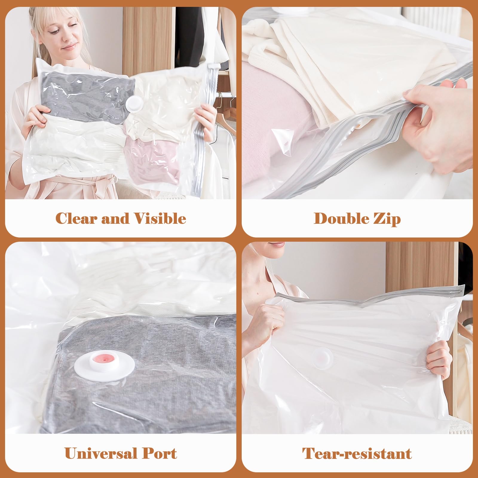 Vacuum Compression Travel Bags with Portable Electric Pump – Space Saving Packing Bags Set for Suitcases & Travel Storage