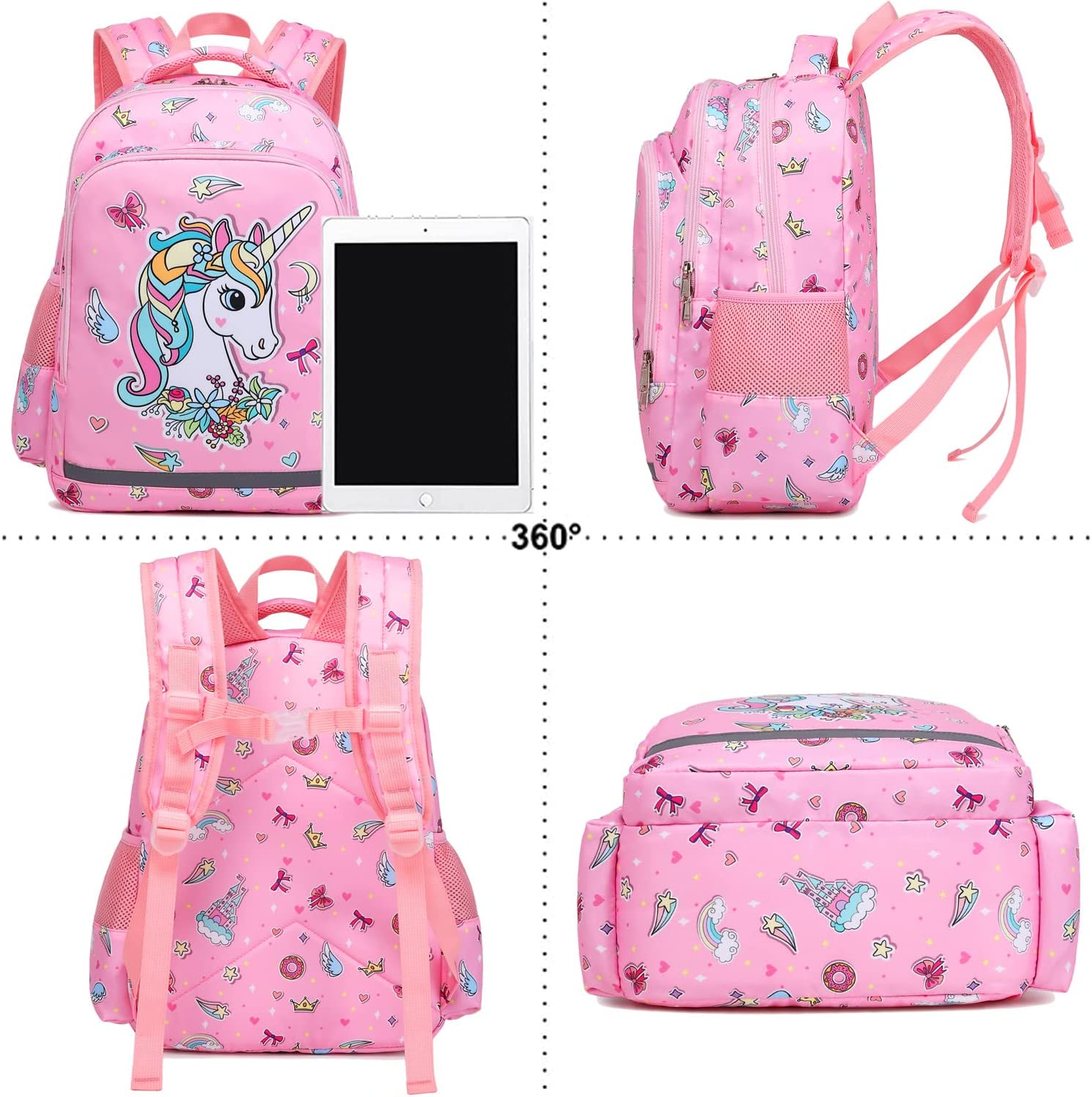 Unicorn School Backpack Set with Lunch Bag and Pencil Case