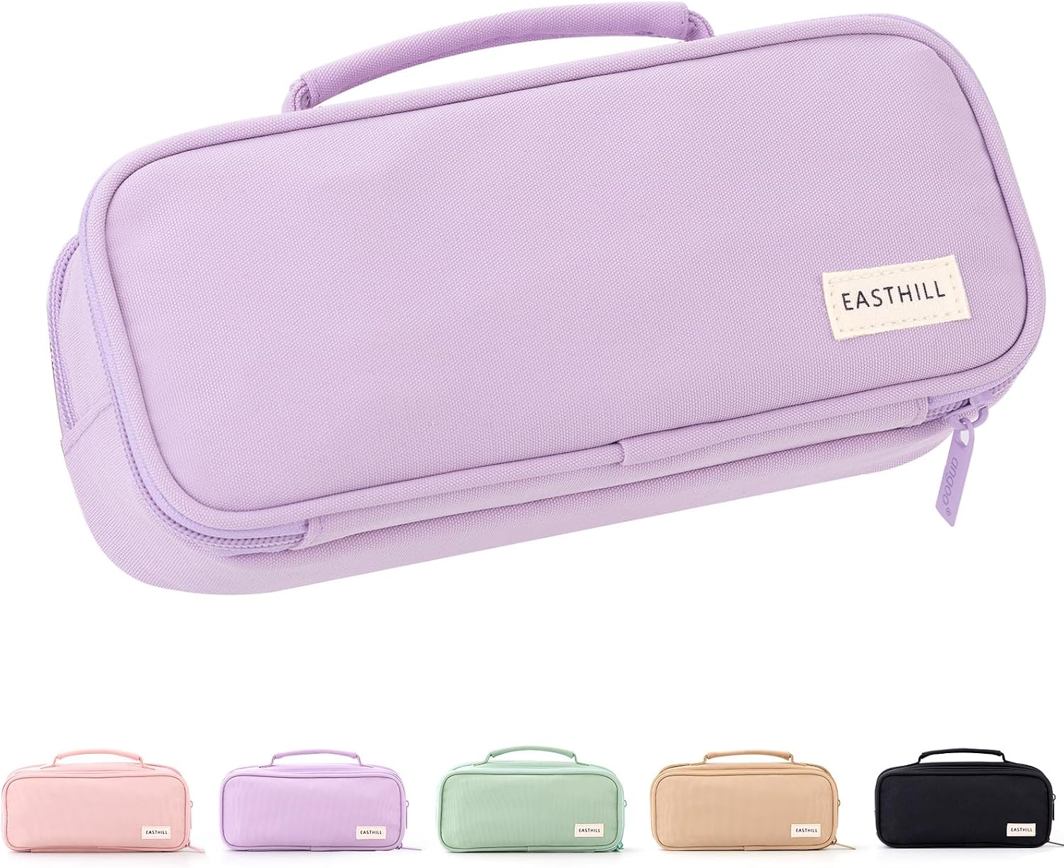 Green Large-Capacity Pencil Case with Carry Handle