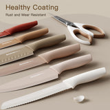 7-Piece Kitchen Knife Set with Blade Guards – Chef, Santoku, Bread & Utility Knives