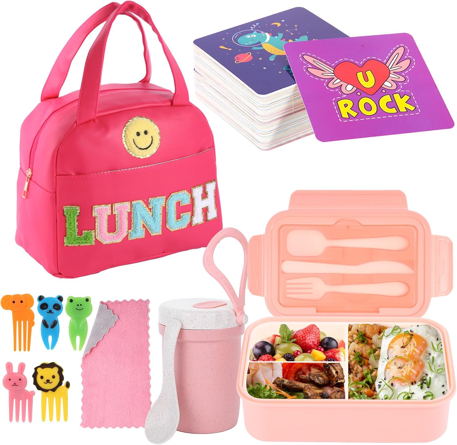 Rose Red 77-Piece Stackable Bento Lunch Kit