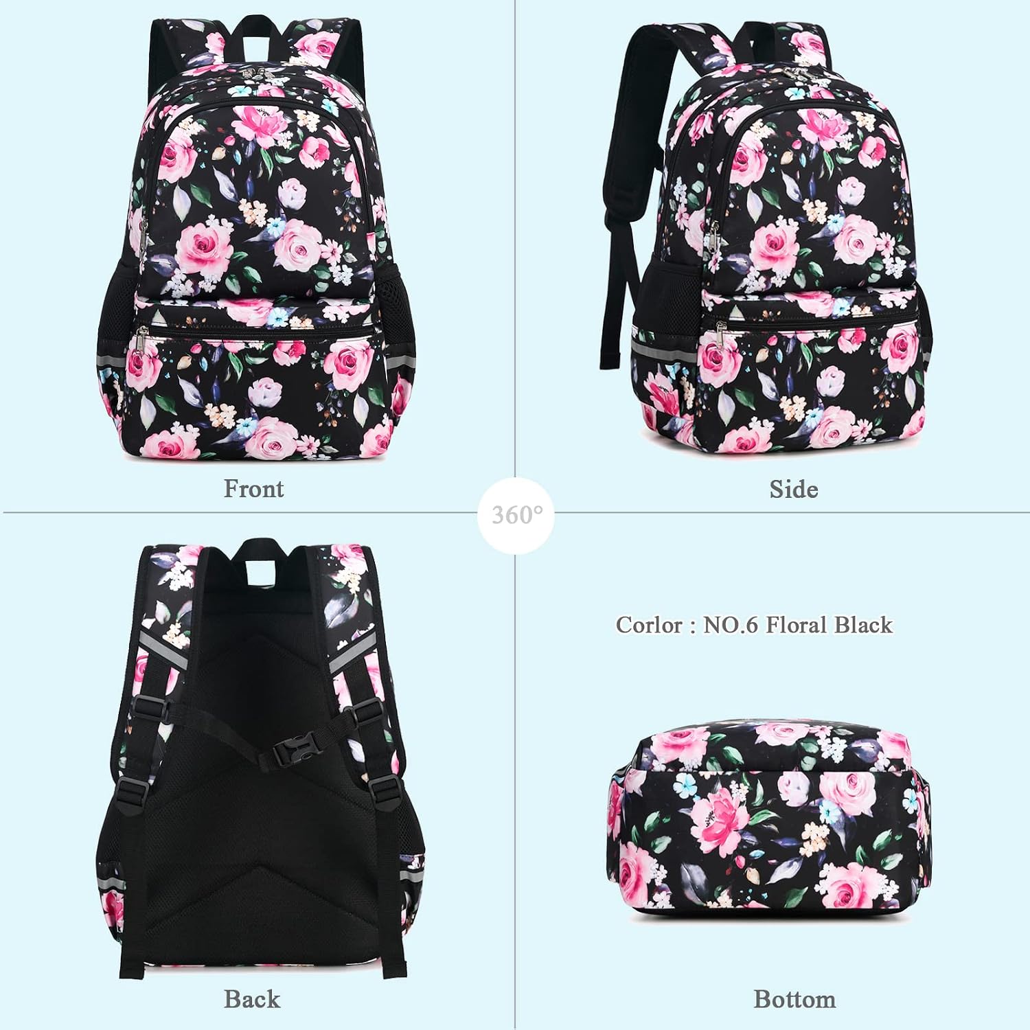 Floral Lake School Backpack Set with Insulated Lunch Bag