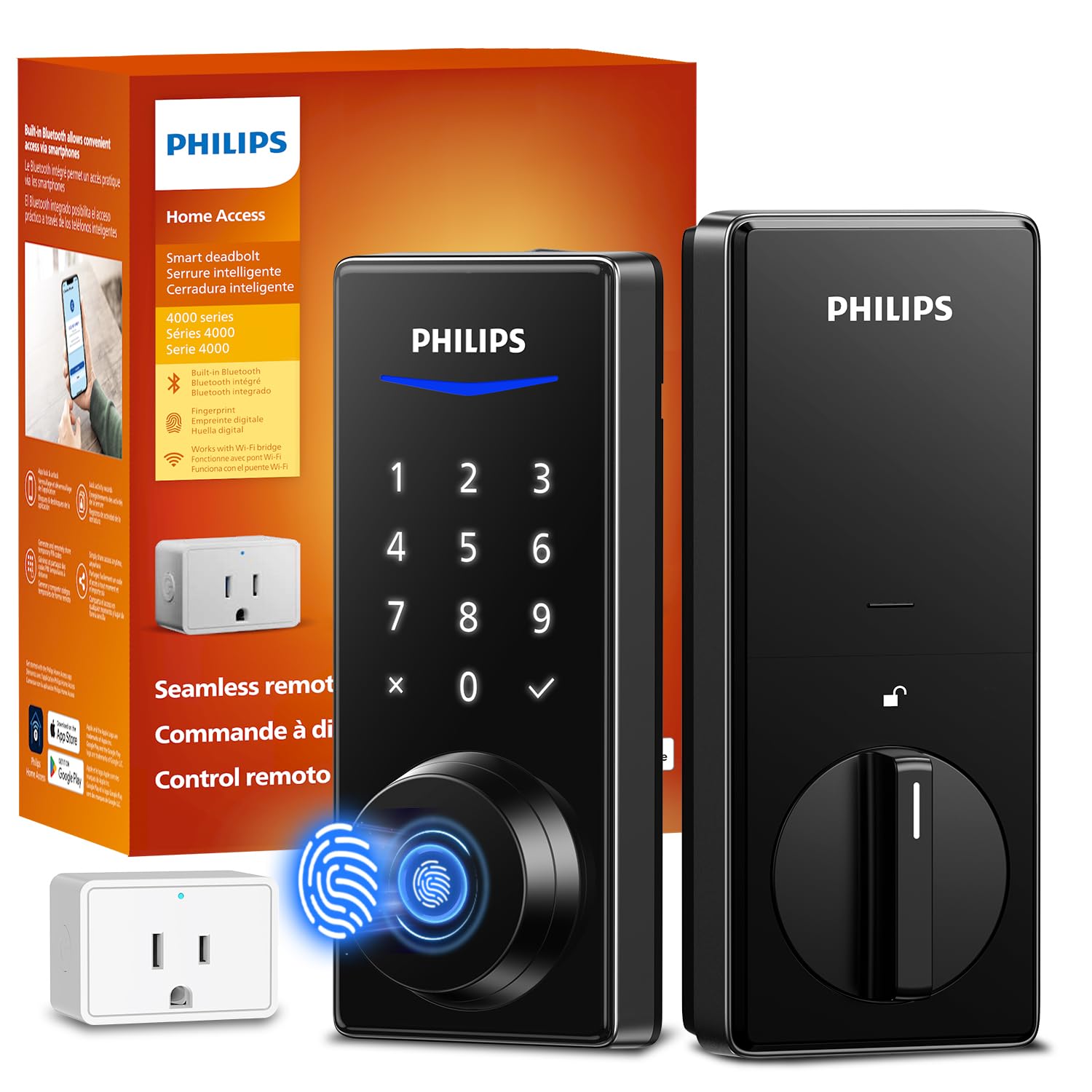 Philips Wi-Fi Smart Deadbolt Door Lock with Fingerprint, App Control & Alexa Support, Keyless Entry Security Lock